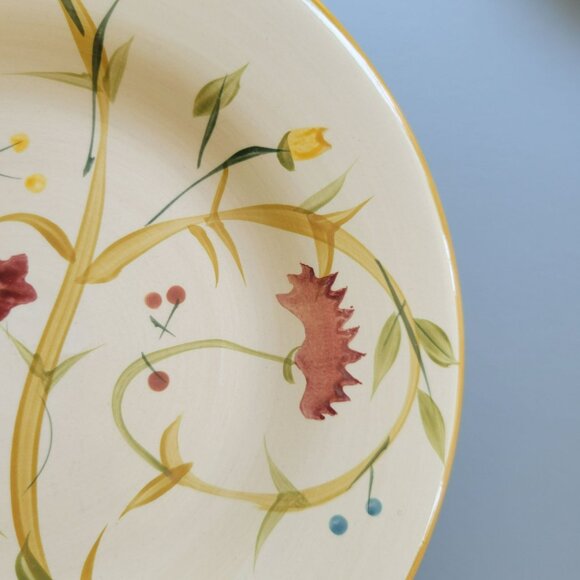 American Simplicity Floral Salad Plate Set of 2, Stoneware, Beige with Vines - Picture 3 of 11